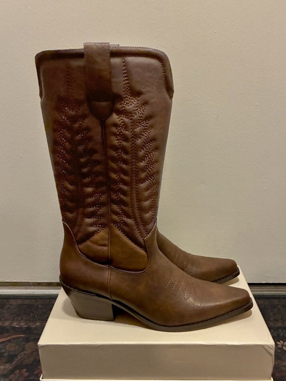 JustFab Western Boot Faux Leather in Brown - Womens US 6